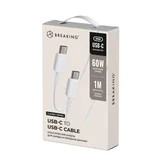Кабель Breaking Classic, USB-C - USB-C, 60W, 3.0A, 1м (Белый)