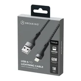 Кабель Breaking Tissue, USB-A - Lightning, 3.0A, 1м (Черный)