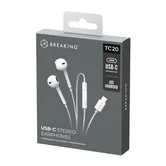 Стереогарнитура Breaking TC20 внутриканальные, USB-C, 1,2м (Белый)