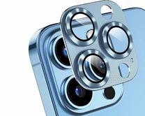 Защитная накладка на камеру iPhone 11/12 mini 3D голубая