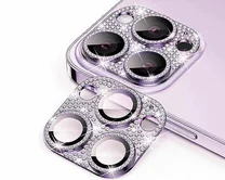 Защитная накладка на камеру iPhone 11/12 mini 3D со стразами сиреневая