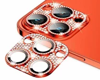 Защитная накладка на камеру iPhone 13/13 mini 3D со стразами красная