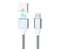 Кабель Hoco U40B microUSB - USB магнит метал серый, 1м