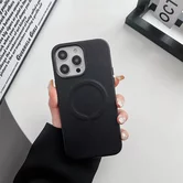 Чехол iPhone 12 mini Leather Candy MagSafe (черный)