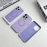 Чехол iPhone 12 mini Leather Candy MagSafe (темно-синий)