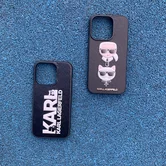 Чехол iPhone 14 Pro Lagerfeld надпись (черный)