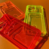 Чехол iPhone 13 TPU CardHolder (прозрачный розовый)