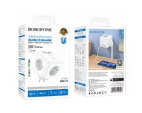 Сет адаптер Borofone BAC10, 3 USB, 1 USB-C, 1 розетка, белый