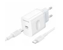 СЗУ-1USB-C Borofone BA99A + кабель Type-C-Type-C, 20W, белый